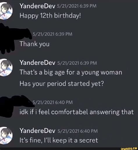 YandereDev Happy 12th Birthday PM Thank You YandereDev 2021 39 PM