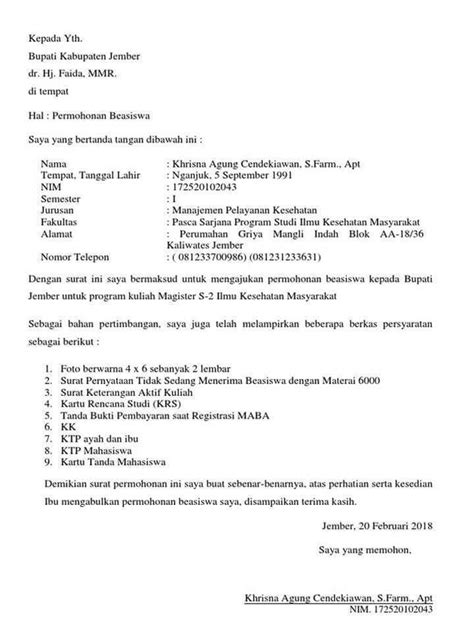 Detail Contoh Surat Permohonan Beasiswa Ppa Koleksi Nomer