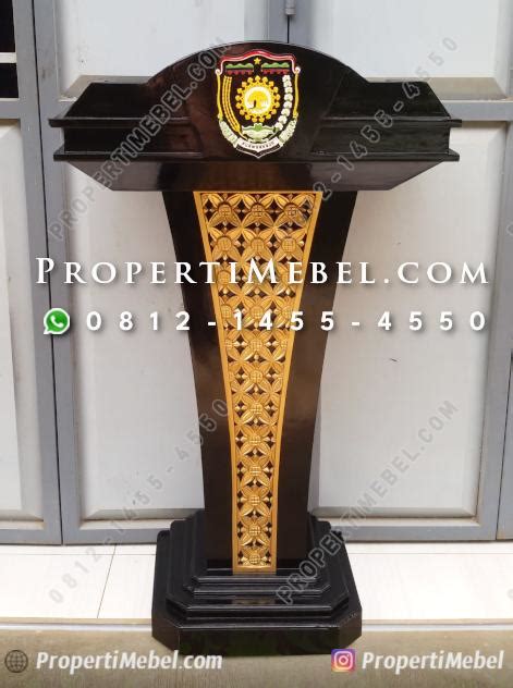 Podium Pidato Kayu Jati Logo Harga Murah Properti Mebel