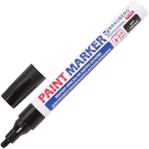 Лаковый маркер-краска BRAUBERG paint marker 4 мм, черный, нитро-основа ...