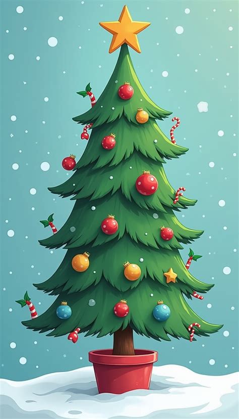 Christmas Tree in Cartoon Style | Stable Diffusion Online