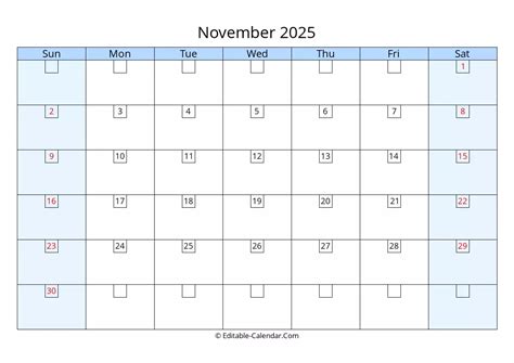 Editable Monthly Calendar November Vanni Jaquelin