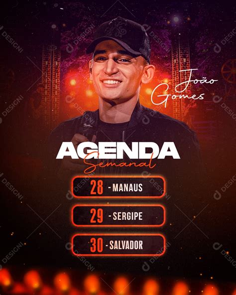 Social Media Agenda Semanal Cantor João Gomes PSD Editável download