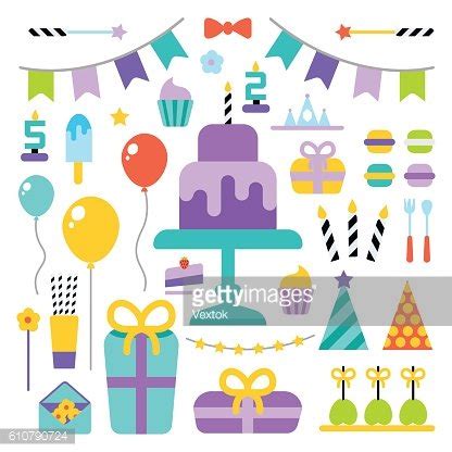 Happy Birthday Icons Set Stock Clipart Royalty Free FreeImages