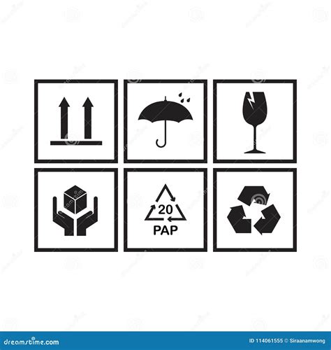 Packaging Symbols Set Stock Vector Illustration Of Element 114061555