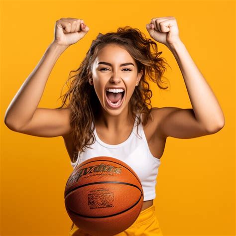 Premium Ai Image Photo Of Excited Sports Fan Girl Holding A Ball