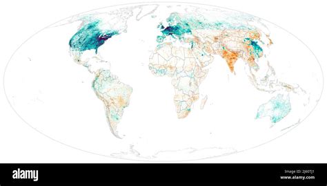 Map showing changes in global nitrogen dioxide concentration Stock ...