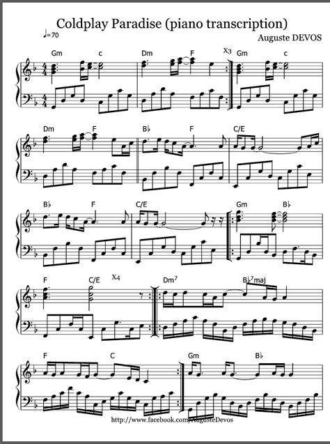 Coldplay paradise piano sheet music - keyslasopa