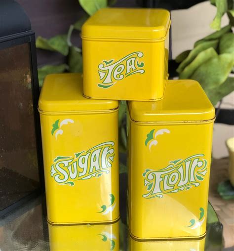 Yellow Metal Kitchen Canister Set - Etsy