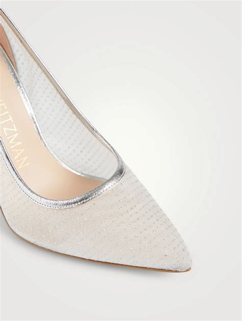 Stuart Weitzman Tasha Metallic Leather And Mesh Pumps Holt Renfrew