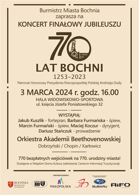 770 wejściówek na koncert finałowy jubileuszu 770 lecia lokacji Bochni