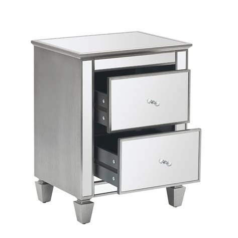 House of Hampton® 2 Drawers Mirrored Bedroom Nightstand & Reviews | Wayfair