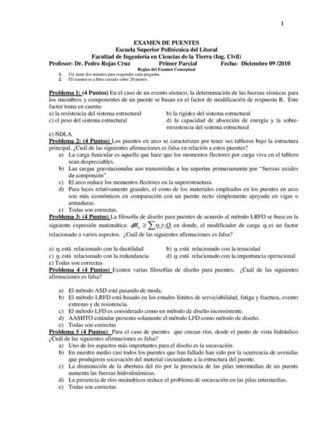 Sfict Pdf Examen Primer Parcial Puentes Examen De