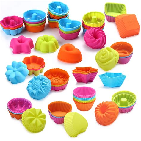 Kit 6 Pecas Mini Forma De Silicone Para Cupcake Bolo Gelatina E Mini