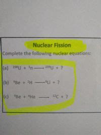 Answered Nuclear Fission Complete The Following Bartleby