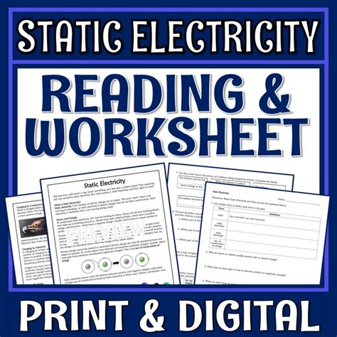 Static Electricity Reading And Worksheet Flying Colors Science