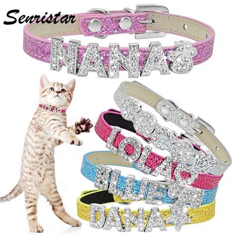 Collar Personalizado Con Nombre Para Gato Collar Con Diamantes De