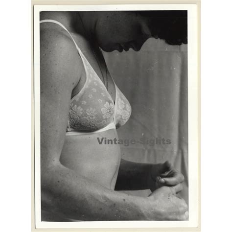 Erotic Study Muscular Semi Nude Female Bra Vintage Photo France B W