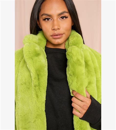 Buy Misspap Oversized Faux Fur Coat In Green 6thstreet Qatar