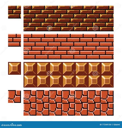 Texture for Platformers Pixel Art Vector - Brick Stone Wall Stock ...