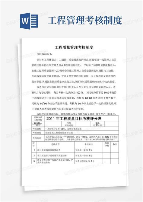 工程质量管理考核制度word模板下载 编号qmdjeneo 熊猫办公