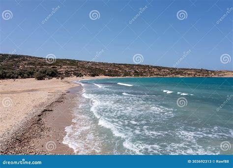 Greece Aerial Drone View Of Gavdos Beach Crete Island Wild Landscape Ripple Sea Water Blue