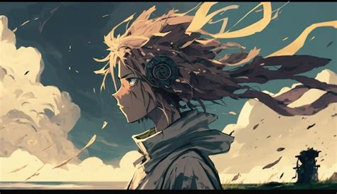 Premium AI Image | A cartoon of a boy with the wind blowing his hair.