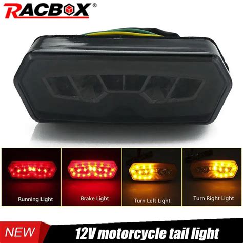 Motocicleta LED Taillight Traseira Cauda Turn Signal L Mpada De Freio