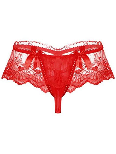 Buy Doomiva Mens Sheer Lace Ruffled Bikini Briefs Sissy Pouch Panties Underwear With Garters