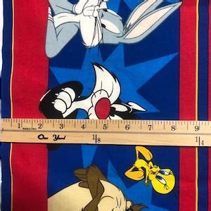 Looney Tunes Cotton Pillow Panels Bugs Bunny Sylvester Taz Daffy Tweety