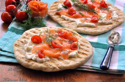 Pizza grigliata con stracchino salmone e pomodorini, secondo piatto ...