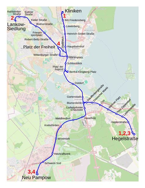 Large detailed tram map of Schwerin city | Schwerin | Germany | Europe | Mapsland | Maps of the ...