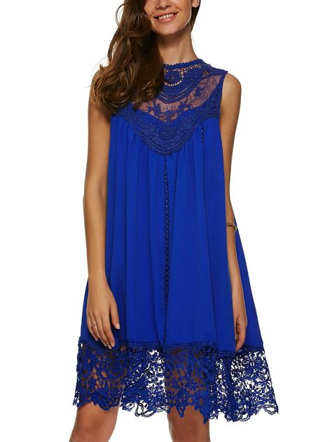 [25 Off] Lace Panel A Line Casual Swing Dress Rosegal