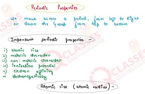 Class Icse Chemistry Important Notes Chapter Periodic Properties