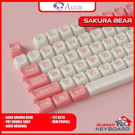 KEYCAP KEYCAPS OEM AKKO SAKURA BEAR PBT KEYCAP 122 KEY