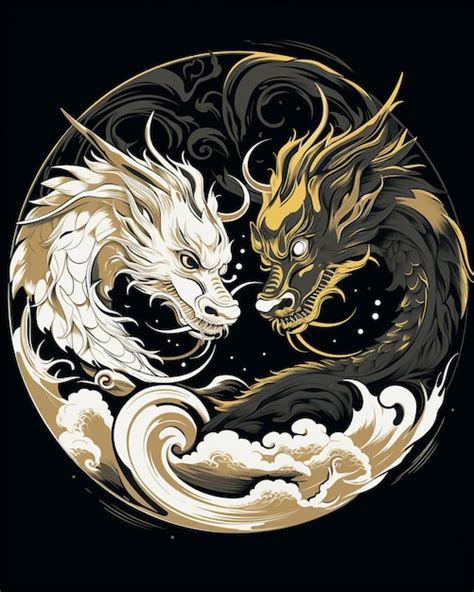 Premium Photo Chinese Dragons Yin Yang Silhouette