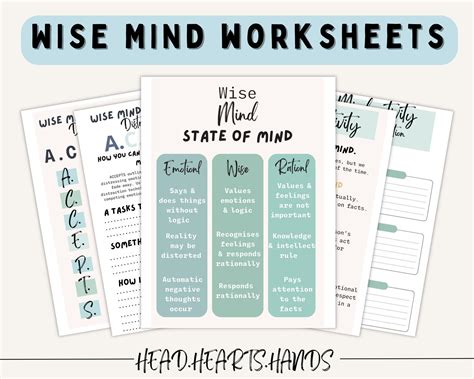 Wise Mind Worksheets Dbt Worksheets Mindfulness Worksheets Therapy