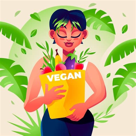 Farbverlaufsillustration Zur Feier Des Welt Vegan Tages Kostenlose Vektor