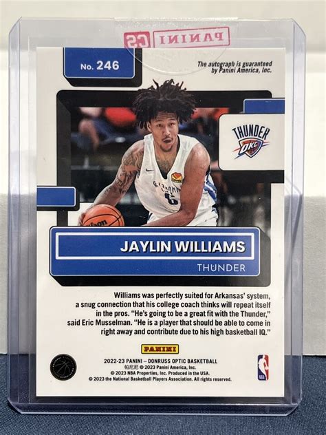 Jaylin Williams 2022 23 Panini Donruss Optic 246 Rated Rookie Base RC