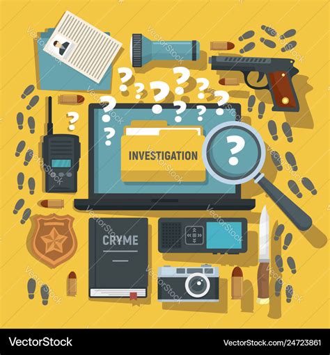 Crime investigation concept background flat style Vector Image