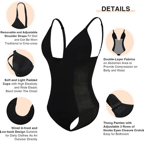 Feelingirl Thong Shapewear Bodysuit For Women Tummy Control Body Shaper