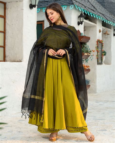 Mehndi Green Lehenga Choli With Mustard Yellow Shrug House Of Surya