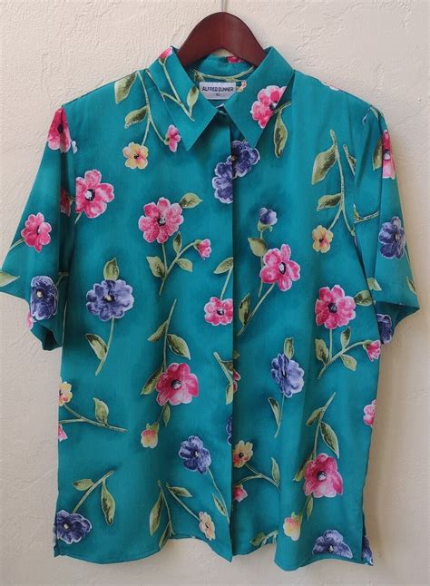 Vintage Alfred Dunner Hawaiian Shirt Women S Size Short Sleeve