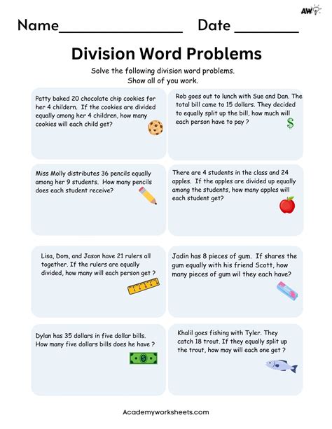 word problems for division Archives - Academy Worksheets