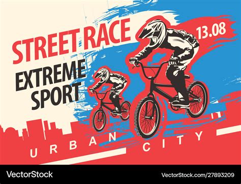 Banner On Theme Bicycle Street Race Royalty Free Vector