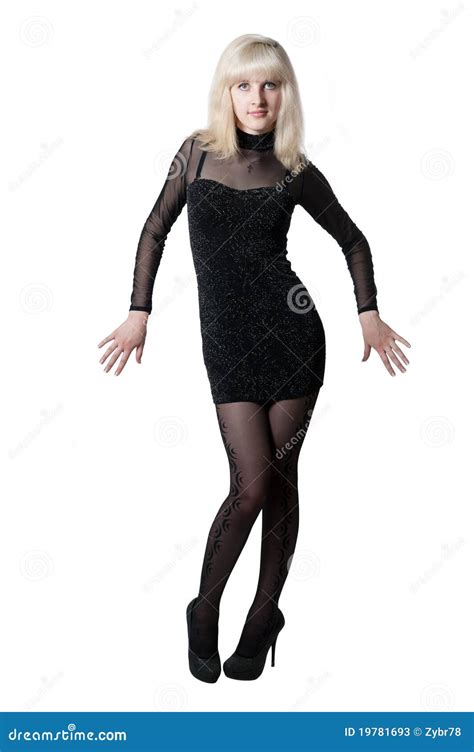 Blonde Hermoso En Alineada Negra Imagen De Archivo Imagen De Persona Alineada