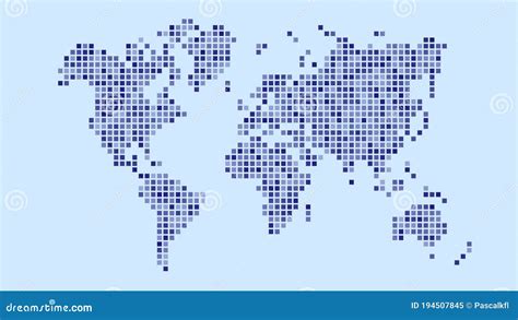 World Map Pixel Design On Blue Background Vector Image Stock Vector