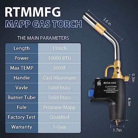 Rtmmfg High Intensity Propane Torch Head Trigger Start Mapp Gas Torch