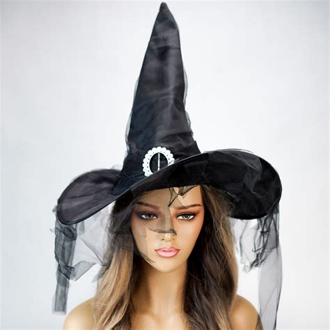 Sexy Black Witch Hat Feathers Veil Halloween Costume Hat Us Free Ship