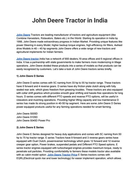 John Deere Tractor in India by gaadikheti - Issuu